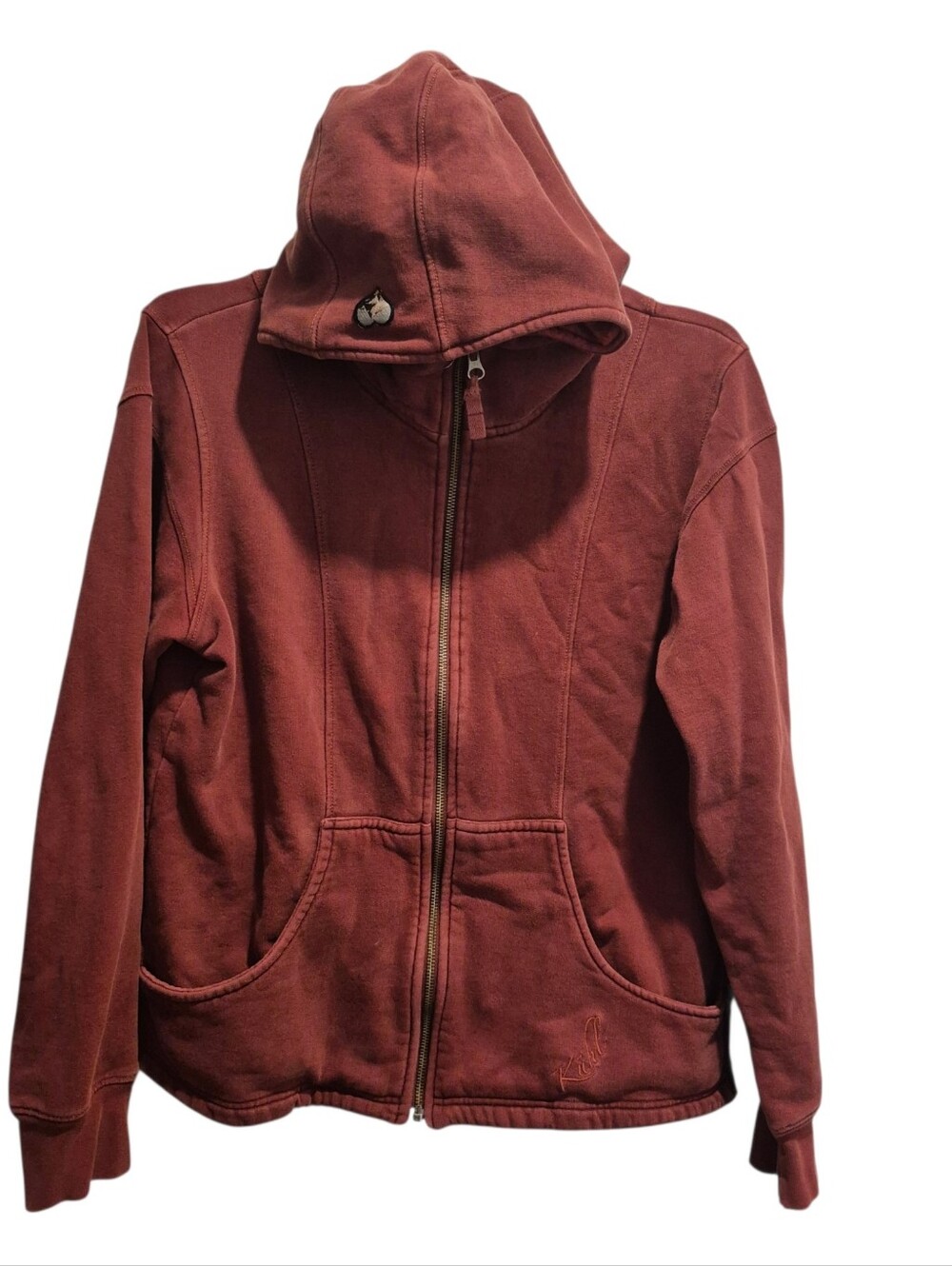 Kuhl Size Medium Full Zip Hoodie Sweatshirt Thick Jersey Knit Rust Red